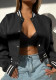 Women Long Sleeve PU Leather Coat