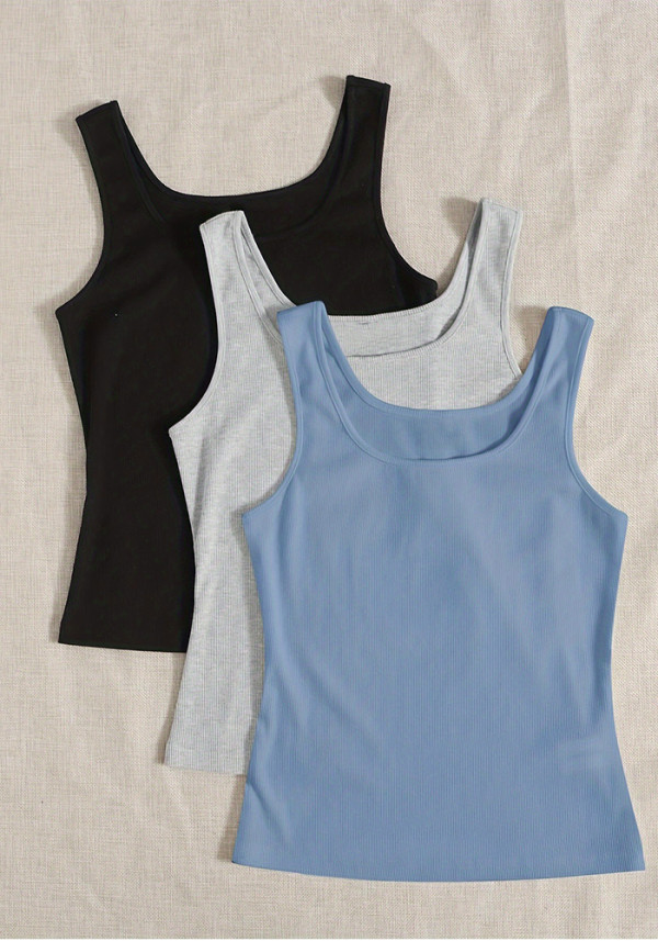 Women Sexy Sleeveless Round Neck Sexy Crop Tank Top