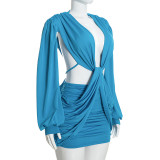 Women Ruched Hollow Sexy Bodycon Dress