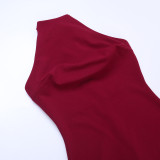 Women Solid Halter Neck Minimalist Slit Maxi Dress