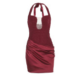 Women Sexy Halter Neck Sparkle Bodycon Dress