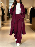 Women Spring Autumn Winter Solid Top+Pant Casual Two Piece Set