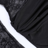 Women Sexy Lace Mesh Long Sleeve Bodycon Dress