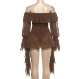 Women Summer Sexy Chiffon Patchwork Off Shoulder Dress