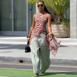 Women Summer Sleeveless Halter Neck Backless Irregular Top