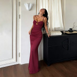 Women Summer Sexy Hollow Strap Maxi Dress