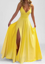 Women Formal Party Fall Sexy Elegant Solid Slit Slip Dress Women Formal Party Fall Sexy Elegant Solid Slit Slip Dress