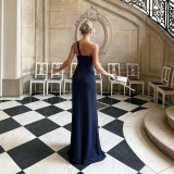 Women Summer Holidays Sexy Slash Shoulder Ruffle Slit Dress
