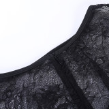 Women Sexy Lace Mesh Long Sleeve Bodycon Dress
