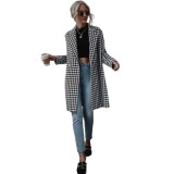 Women Fall Winter Houndstooth Print Outerwear