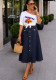 Women Denim Slit Midi Skirt