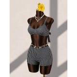 Women Plaid Sexy Bikini Beach Hot Spring Two Pieces Swimwear