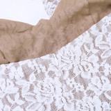 Women French Elegant Halter Neck Sexy Lace Maxi Dress