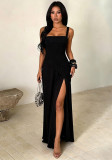 Women Sexy Strap Dress With Slit