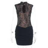 Women Mini Dress Sexy Halter Neck Hollow Casual Mini Summer Bodycon Dress