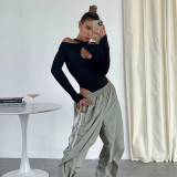 Women Sexy Black Hollow Bodysuit