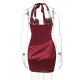 Women Sexy Halter Neck Sparkle Bodycon Dress