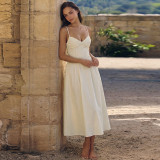 Women Summer Elegant Solid Slip Boned Dress