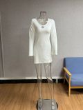 Women Sexy Hollow Casual Long Sleeve Bodycon Dress