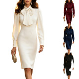 Women Bow Puff Sleeve Dress