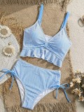 Women’s Solid Color Strap Sexy Two Piece Bikini Swimsuit
