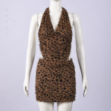 Women Stretchy Bandeau Dot Top and Skirt Two Piece Set