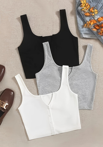 Women Sexy Sleeveless Square Neck Sexy Crop Tank Top