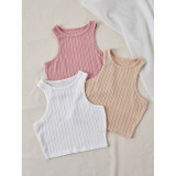 Women Sexy Sleeveless Round Neck Sexy Crop Tank Top