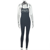 Women Solid Casual Halter Neck Sleeveless Jumpsuit