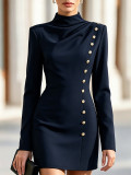 Women Button Long Sleeve Dress