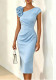 Women Solid Floral Ruched Short Sleeve Dress