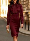 Women Bow Puff Sleeve Dress