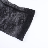 Women Sexy Lace Mesh Long Sleeve Bodycon Dress
