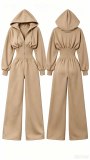 Women’s Sexy Hooded Zip Up Slim Waist Jumpsuit
