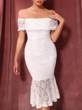 Women’s Sexy Off Shoulder Lace Bodycon Evening Dress