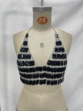 Sexy Nightclub Rhinestone Gem Chain Patchwork Women’s Crop Top
