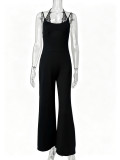 Women’s Halter Neck V Neck Slim Fit Stretch Jumpsuit