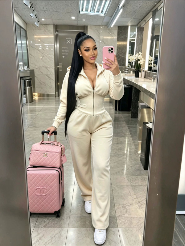 Women’s Sexy Hooded Zip Up Slim Waist Jumpsuit