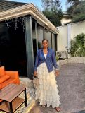 Women’s High Waist Cascading Ruffle A Line Chic Mesh Skirt