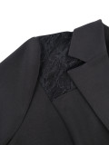 Women’s Lace Short Sleeve Blouse and Double Layer Hollow Out Lace Skirt Two Piece Set