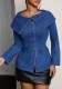 Women’s Street Style Oversized Turn Down Collar Long Sleeve Denim Jacket