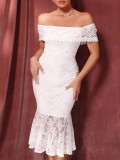 Women’s Sexy Off Shoulder Lace Bodycon Evening Dress