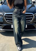 Women’s Washed Loose Fit Wide Leg Denim Jeans Women’s Washed Loose Fit Wide Leg Denim Jeans