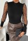 Women’s Polka Dot Mesh Patchwork Long Sleeve High Waist Slim Fit Bodysuit