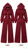 Women’s Sexy Hooded Zip Up Slim Waist Jumpsuit