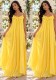Women’s Summer Yellow Sleeveless Chic A Line Maxi Dress
