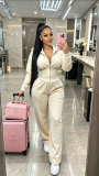 Women’s Sexy Hooded Zip Up Slim Waist Jumpsuit
