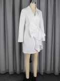 Women’s Sexy V Neck Long Sleeve Bow Detail Slim Fit Blazer Dress