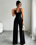 Women’s Halter Neck V Neck Slim Fit Stretch Jumpsuit