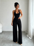 Women’s Halter Neck V Neck Slim Fit Stretch Jumpsuit